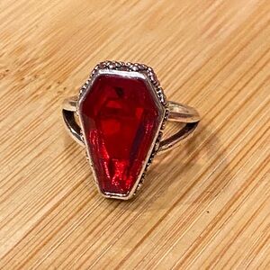 Coffin Blood Red Gemstone Ring